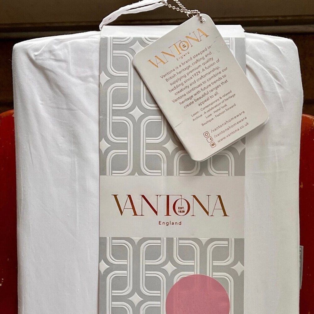 6-pc Vantona England 100% Cotton QUEEN Size Cotton Sheet Set - 2 xrtra pc's